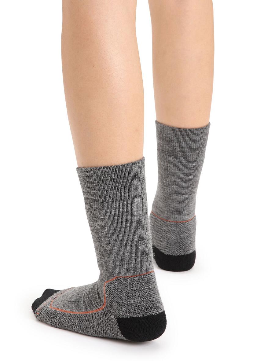 Gritstone Heather / Black Women's Icebreaker Merino Hike+ Medium Crew Socks | USA 1431GSOL